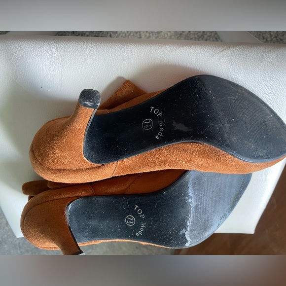 Faux Suede Copper Ankle Booties - Small Heel - Picture 5 of 8